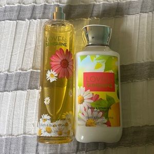 Love and Sunshine Bath and Body works Mist and body lotion